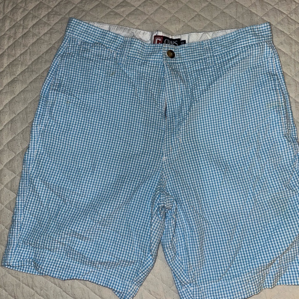Chaps Light Blue Checkered Shorts